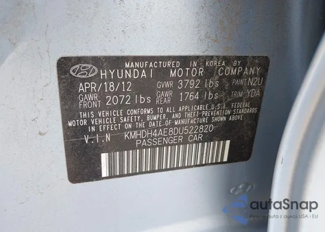 2013 Hyundai Elantra Gls z USA, uszkodzony, nr VIN KMHDH4AE8DU522820